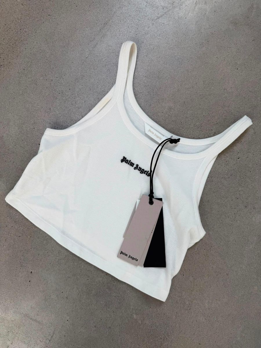 Palm Angels Classic Logo Rib Tank Top "White"