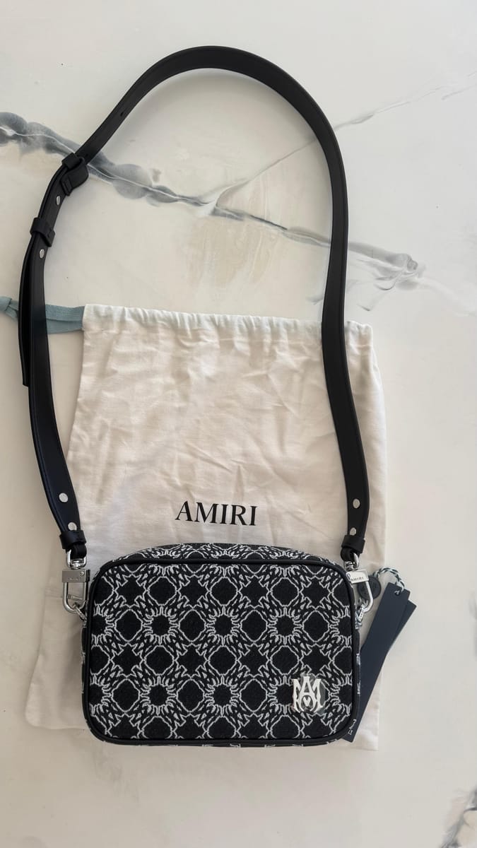 Amiri MA Camera Bag jacquard "Negro / blanco"