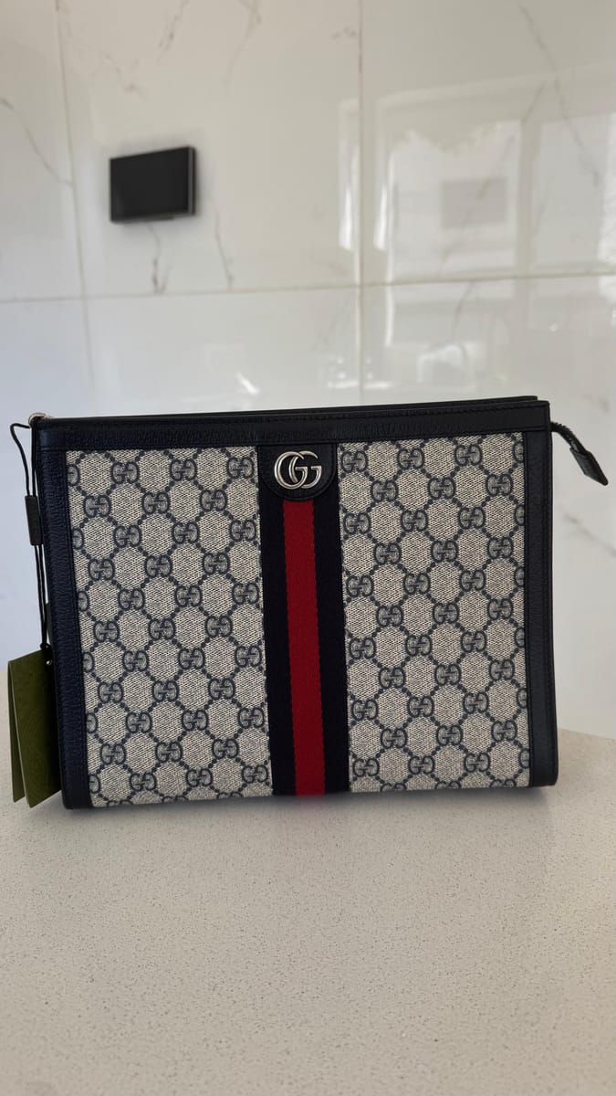 Gucci Ophidia GG Pouch "Beige / azul"