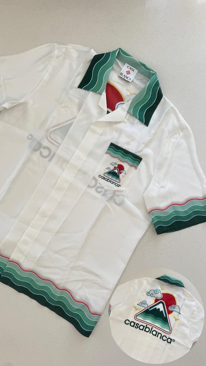 Casablanca Camisa de seda logo montaña "Blanco / verde"