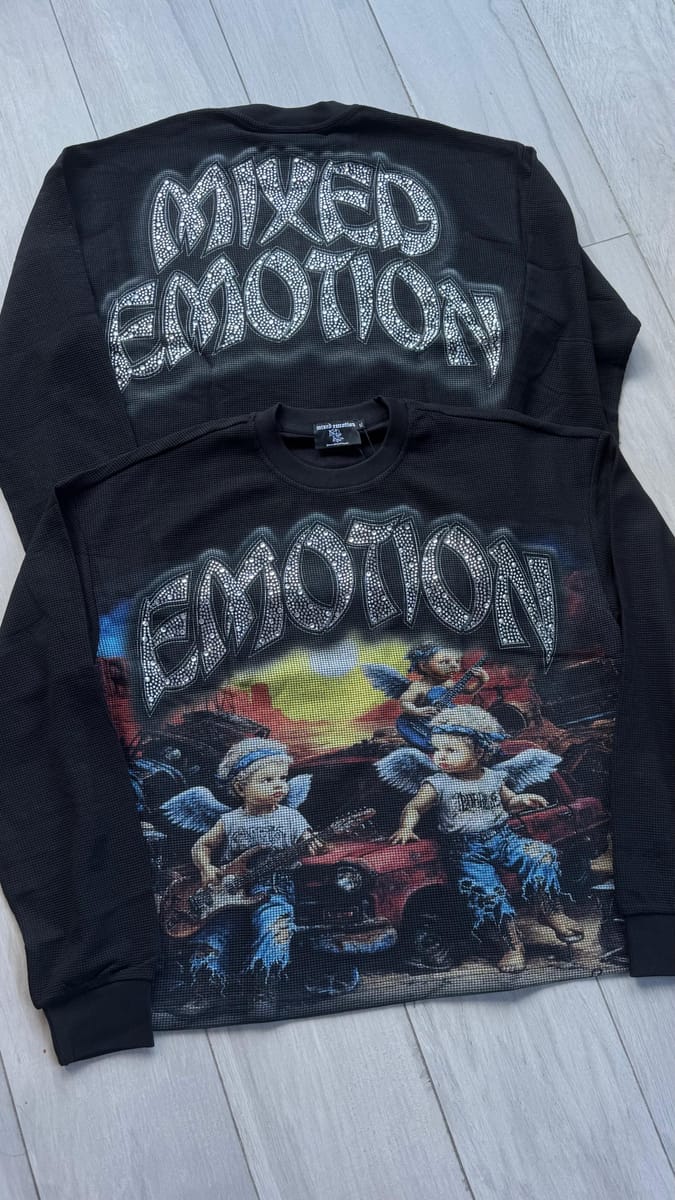 Mixed Emotions Thermal manga larga ángeles con strass "Negro"