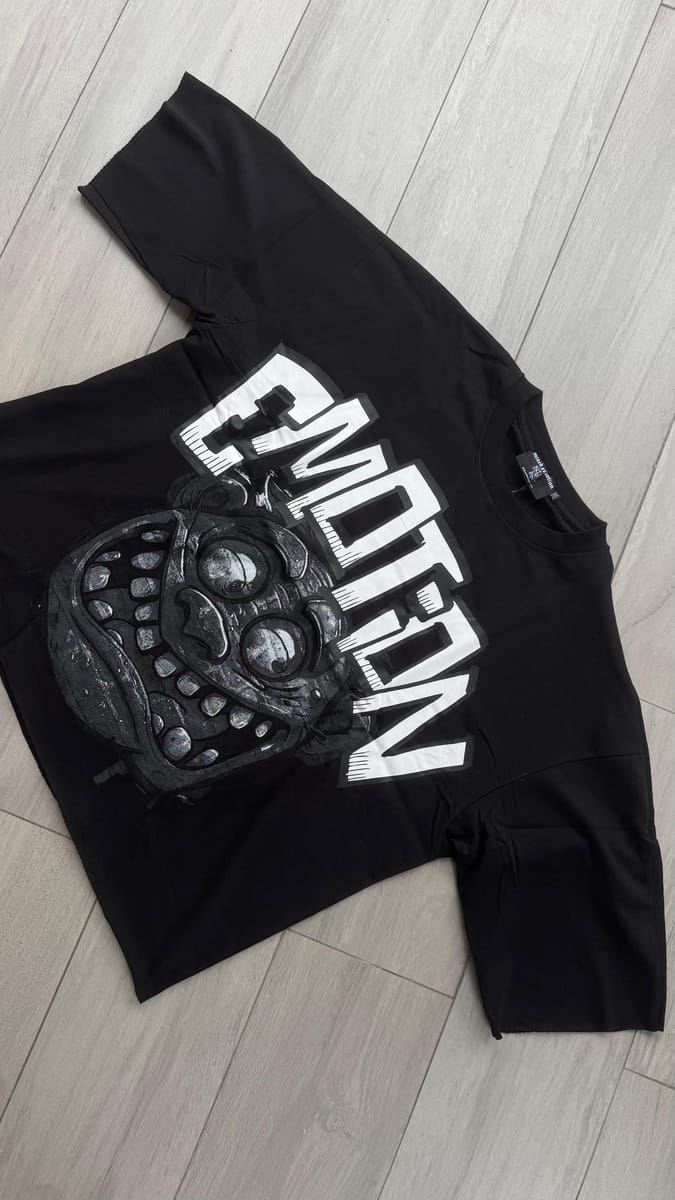 Mixed Emotions Black monster cropped tee
