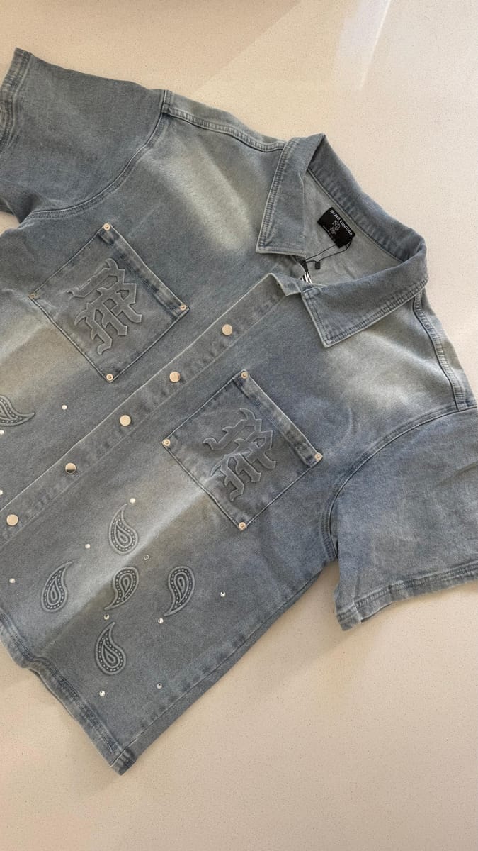 Mixed Emotions Denim paisley shirt "Light Blue"
