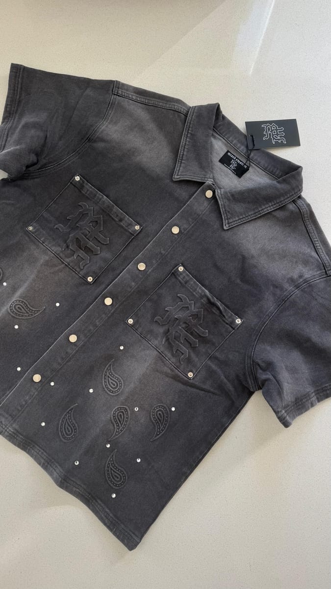Mixed Emotions Denim paisley shirt "Grey"