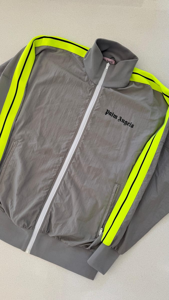Palm Angels Loose Fit Track Jacket "Grey/Yellow"
