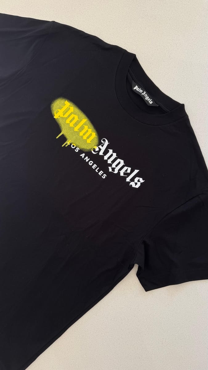 Palm Angels Los Angeles Sprayed Logo T-Shirt "Black/Yellow"