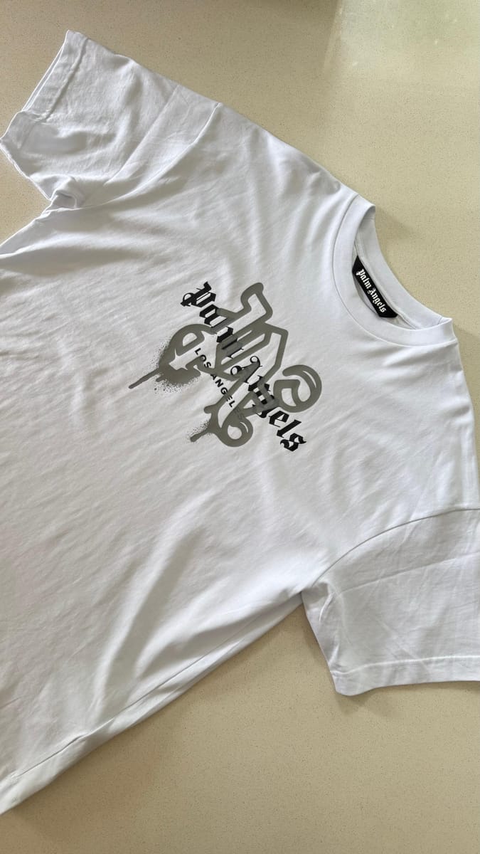 Palm Angels Los Angeles Monogram Spray Tee "Blanco / gris"