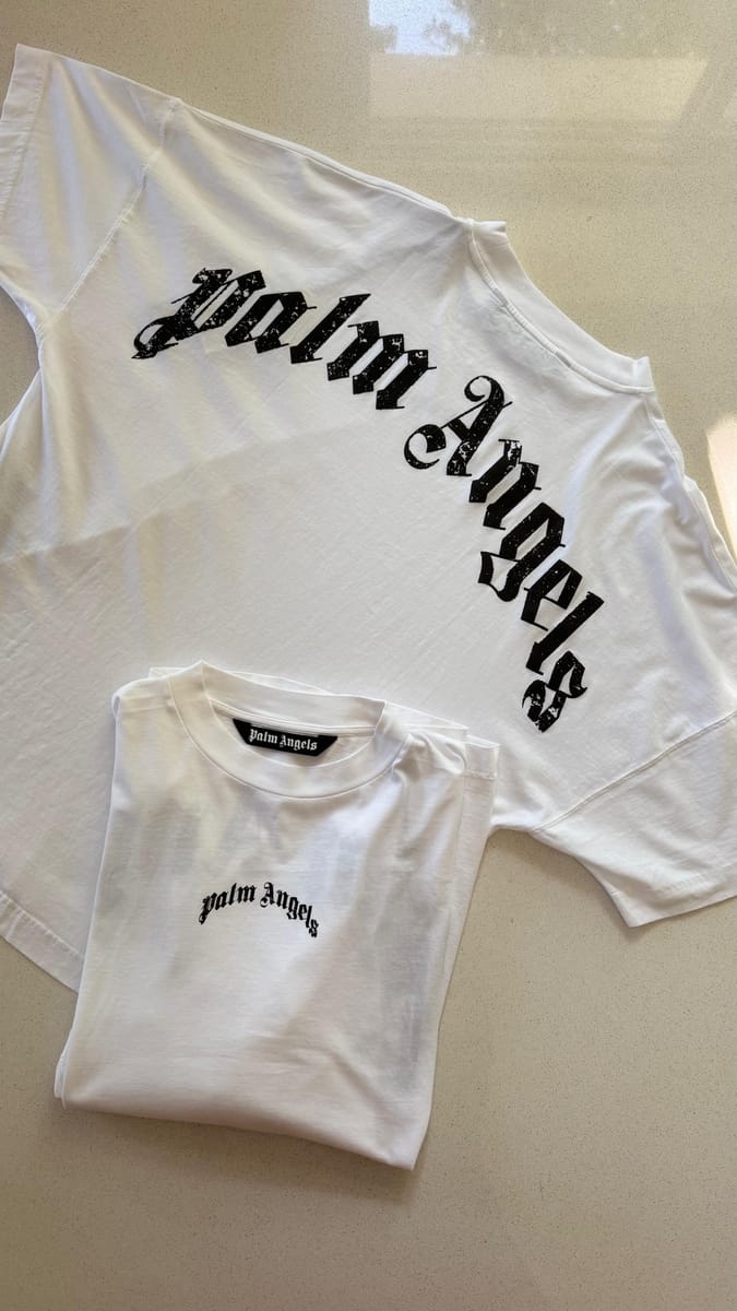 Palm Angels Remera logo curvo en la espalda "Blanco"